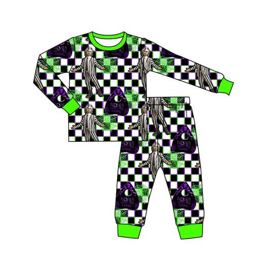 Baby Boys Pajamas Halloween Green Spider Top Pants Pajamas Sets Preorder BLP0801