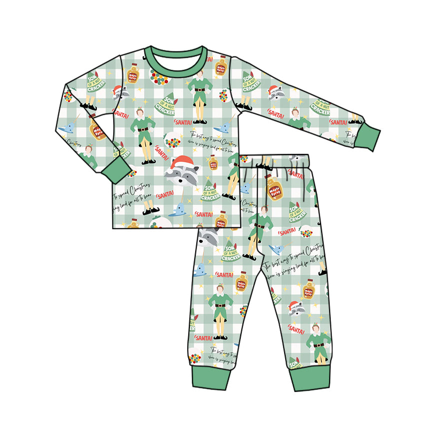 Baby Kids Pajamas Christmas Checkered Top Pants Pajamas Sets Preorder BLP0804