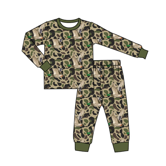 Baby Boys Pajamas Green Camo Ducks Top Pants Pajamas Sets Preorder BLP0807