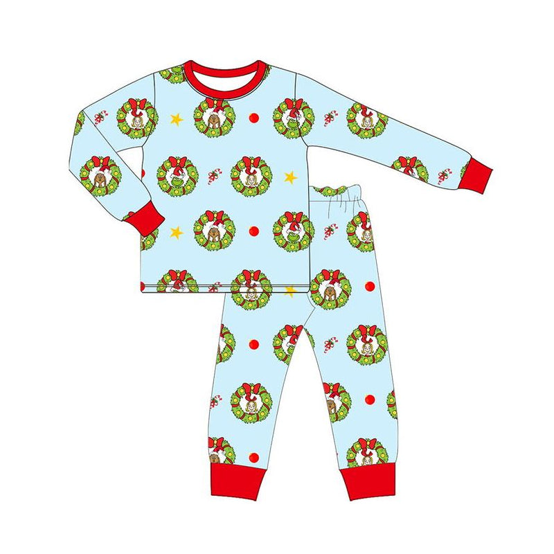 Baby Girls Pajamas Christmas Green Top Pants Pajamas Sets Preorder BLP0811