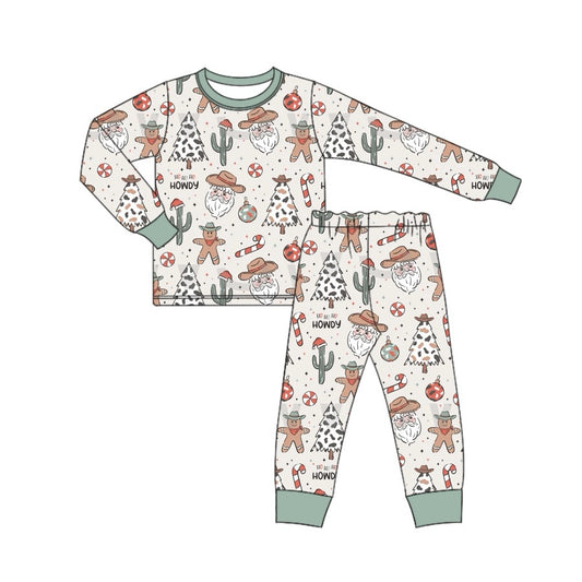 Baby Boys Pajamas Christmas Western Tree Top Pants Pajamas Sets Preorder BLP0817