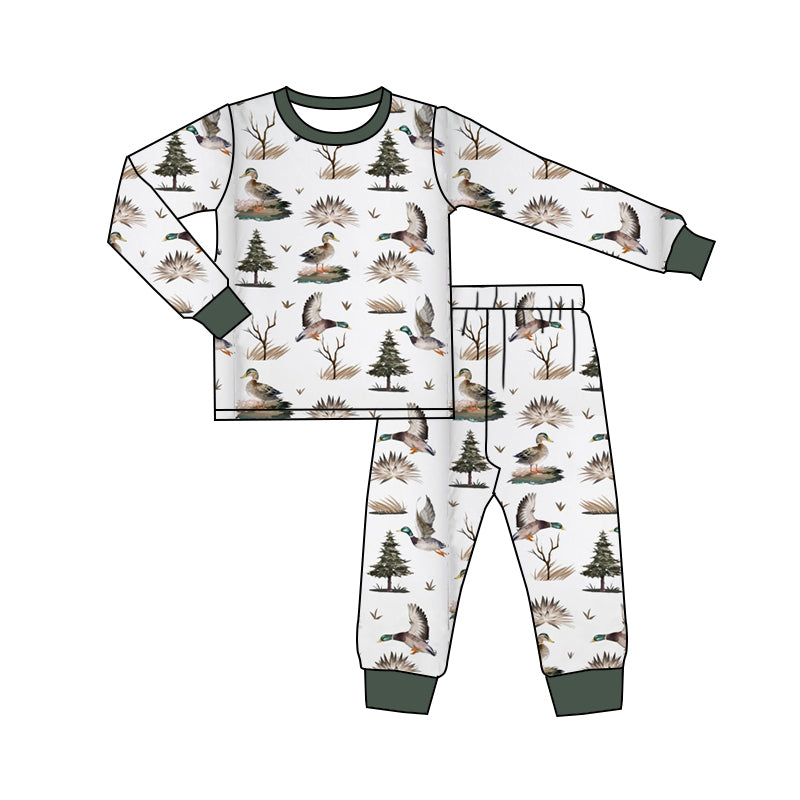 Baby Boys Pajamas Fall Ducks Trees Top Pants Pajamas Sets Preorder BLP0823