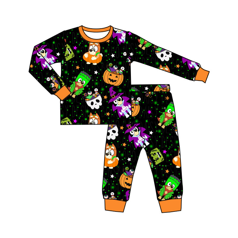 Baby Boys Pajamas Halloween Dog Pumpkins Top Pants Pajamas Sets Preorder BLP0825