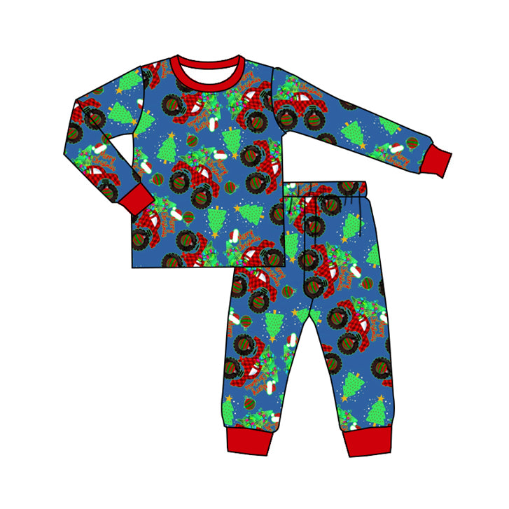 Baby Boys Pajamas Christmas Tree Trucks Top Pants Pajamas Sets Preorder BLP0827