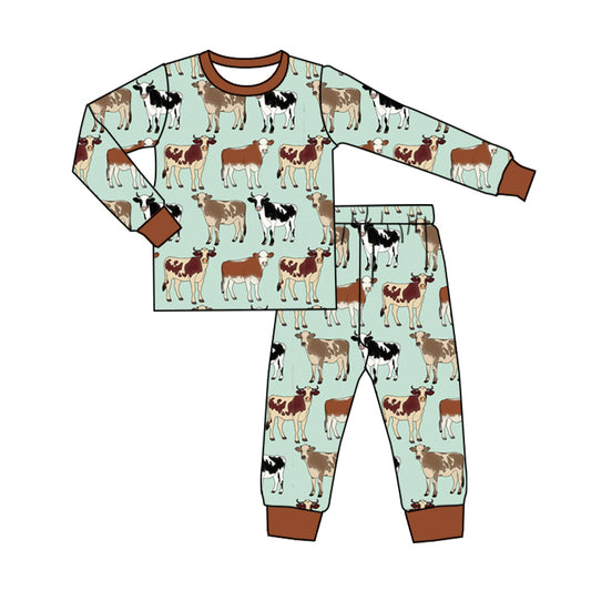 Baby Boys Pajamas Western Cows Farm Top Pants Pajamas Sets Preorder BLP0829