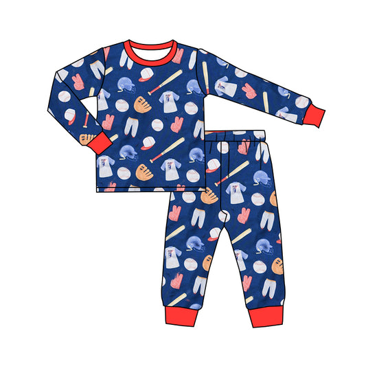 Baby Boys Pajamas Football Navy Top Pants Pajamas Sets Preorder BLP0831