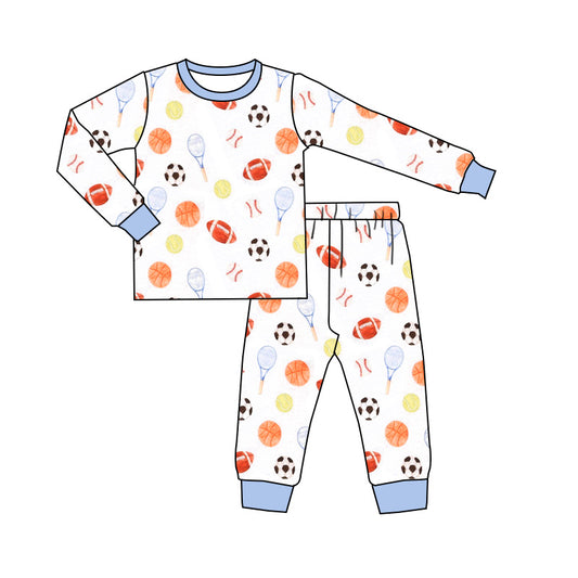 Baby Boys Pajamas Football White Top Pants Pajamas Sets Preorder BLP0832