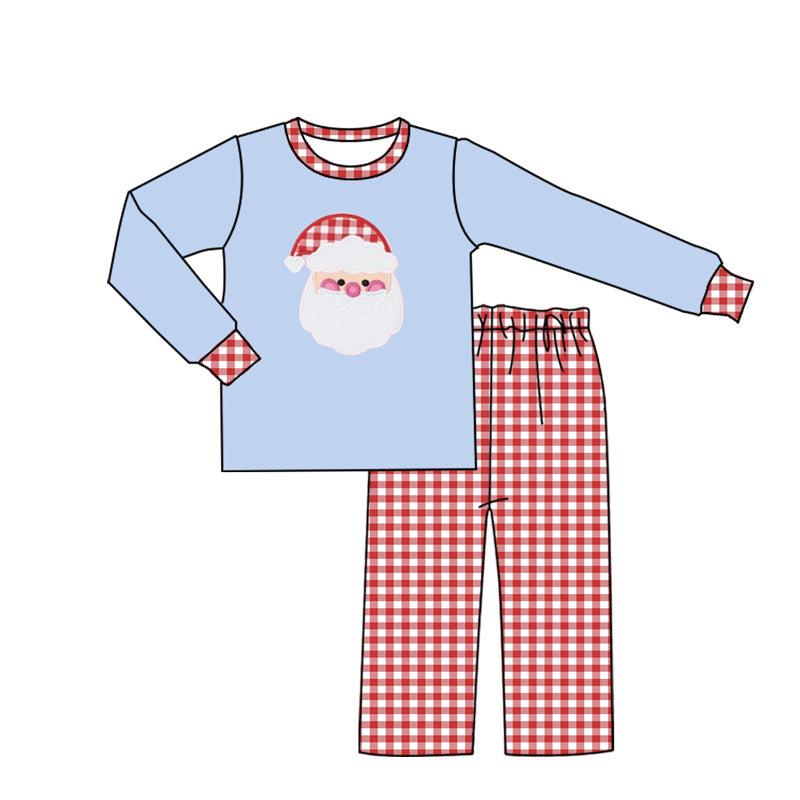 Baby Boys Clothes Christmas Santa Top Checkered Pants Sets Preorder BLP0840