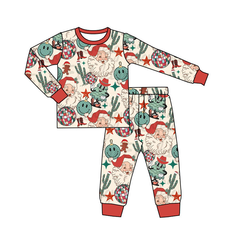 Baby Boys Pajamas Christmas Western Santa Cactus Shirt Pajamas Sets Preorder BLP0841