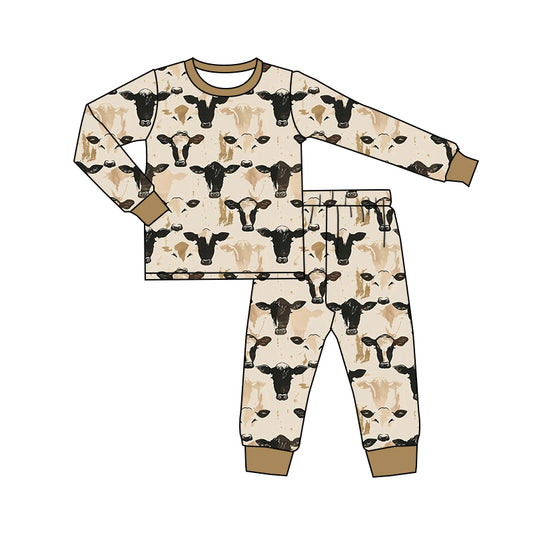 Baby Boys Pajamas Western Cow Black Top Pants Pajamas Sets Preorder BLP0860