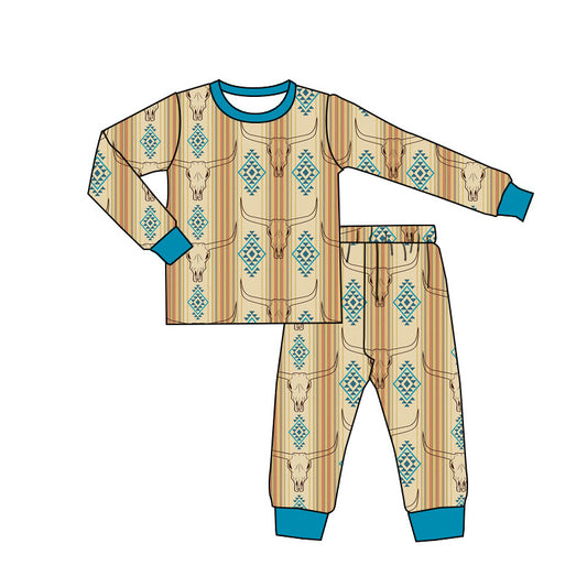 Baby Boys Pajamas Western Cow Aztec Top Pants Pajamas Sets Preorder BLP0861