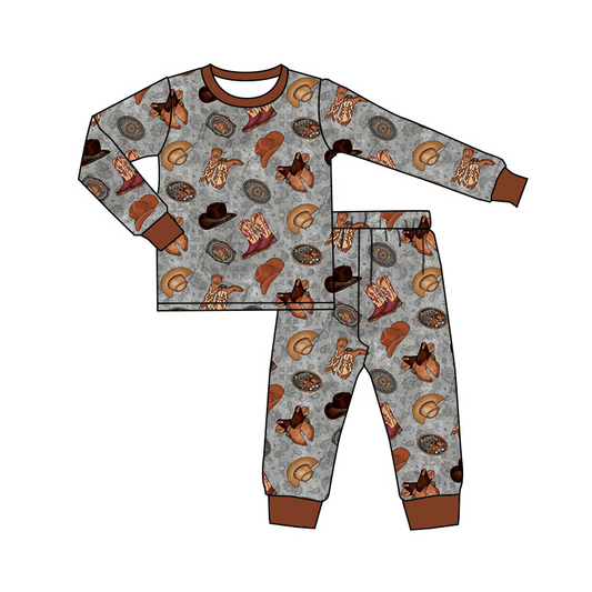 Fall Baby Boys Pajamas Western Long Sleeve Top Pants Pajamas Sets Preorder BLP0877