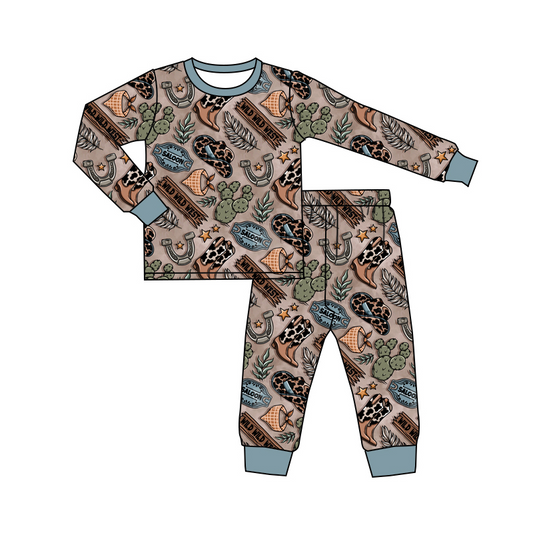 Baby Boys Pajamas Western Hats Boots Top Pants Pajamas Sets Preorder BLP0878