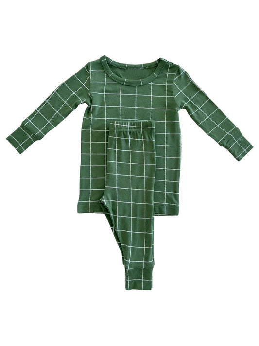 Baby Boys Pajamas Light Green Checkered Top Pants Pajamas Sets Preorder BLP0881