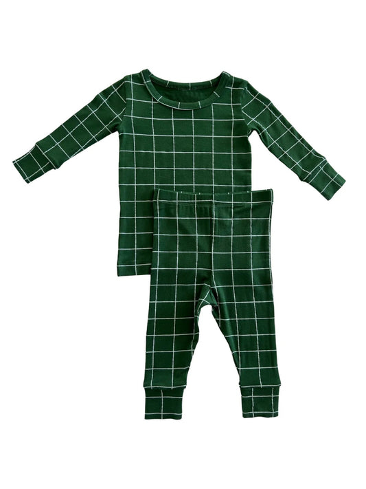 Baby Boys Pajamas Green Checkered Top Pants Pajamas Sets Preorder BLP0882