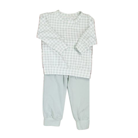 Baby Boys Clothes Green Checkered Top Pants Pajamas Outfits Preorder BLP0888