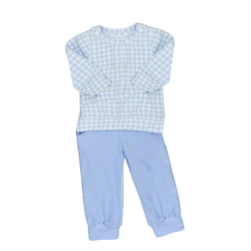 Baby Boys Pajamas Blue Checkered Top Pants Pajamas Outfits Preorder BLP0889