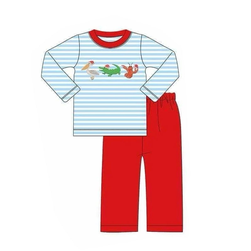 Baby Boys Clothes Christmas Crawfish Crocodile Top Pants Clothes Sets Preorder BLP0894