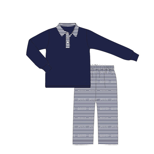 Baby Boys Clothes Navy Top Stripes Pants Outfits Preorder BLP0897