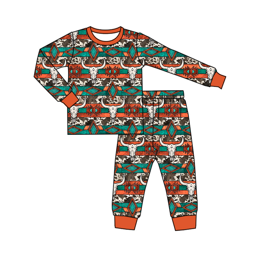 Baby Boys Pajamas Western Cow Aztec Shirt Pants Pajamas Sets Preorder BLP0908