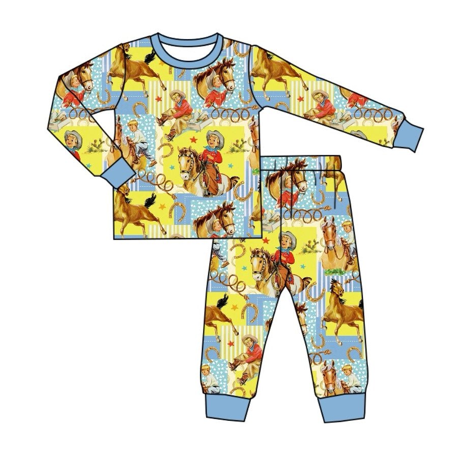 Baby Boys Pajamas Cowboy Western Tops Pants Pajamas Sets Preorder BLP0915