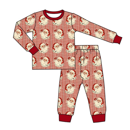 Baby Kids Pajamas Christmas Stripes Santa Claus Tops Pants Pajamas Sets Preorder BLP0917