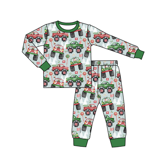 Baby Boys Pajamas Christmas Trucks Top Pants Pajamas Sets Preorder BLP0933