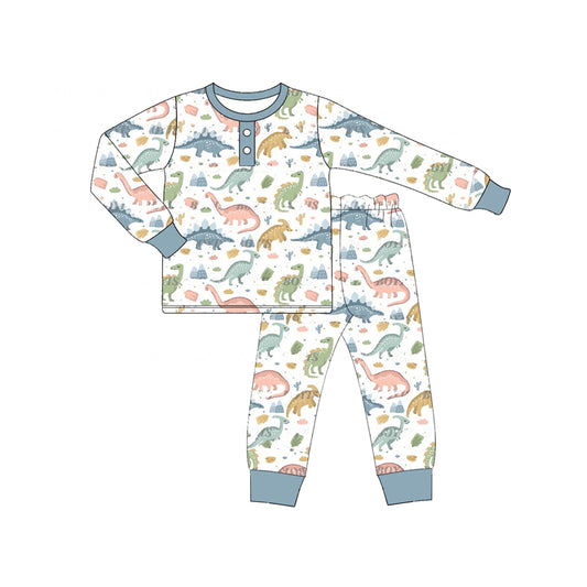 Baby Boys Pajamas Blue Dinosaurs Top Pants Pajamas Sets Preorder BLP0941