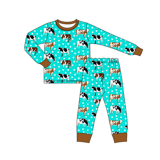 Baby Boys Pajamas Western Cows Dots Top Pants Pajamas Sets Preorder BLP0943