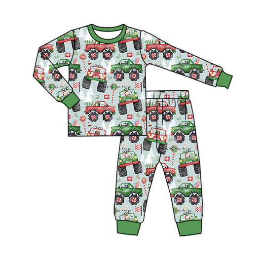 Baby Boys Pajamas Long Sleeves Trucks Trees Flags Top Pant Pajamas Set Preorde BLP1087 5.30
