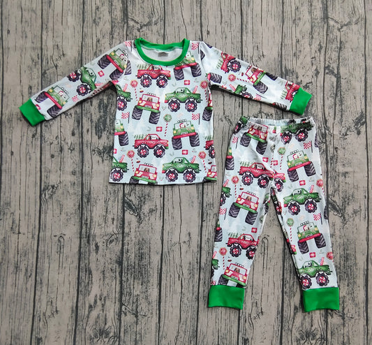 Baby Boys Pajamas Long Sleeves Trucks Trees Flags Top Pant Pajamas Set Preorde BLP1087 8.2