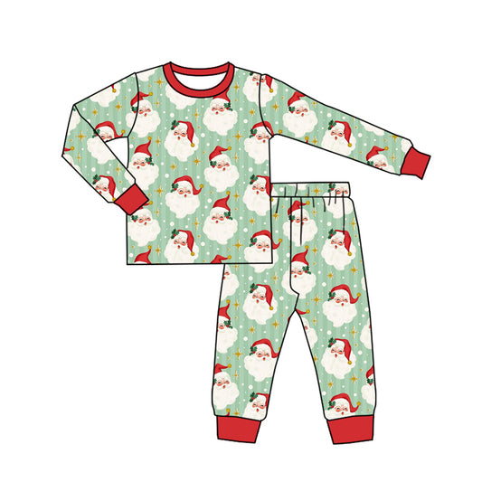 Baby Boys Pajamas Green Long Sleeves Santa Stars Top Pant Pajamas Set Preorde BLP1088 5.30