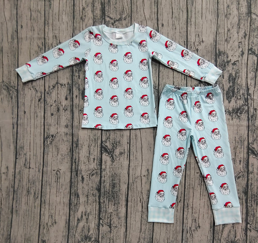 Baby Boys Pajamas Blue Long Sleeves Santa Top Pant Pajamas Set Preorder BLP1090 8.2