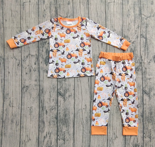 Baby Boys Pajamas Long Sleeves Bats Farm Pumpkins Top Pant Pajamas Set Preorder BLP1179 8.2