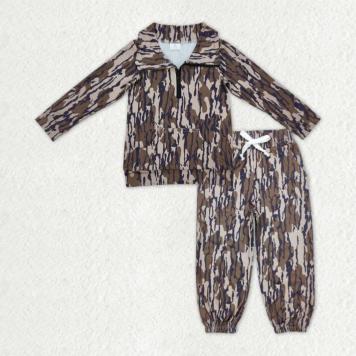 Sibling Baby Boys Camo Zipper Pullover Top Pockets Jogger Pants Southern Clothes Sets 11.5