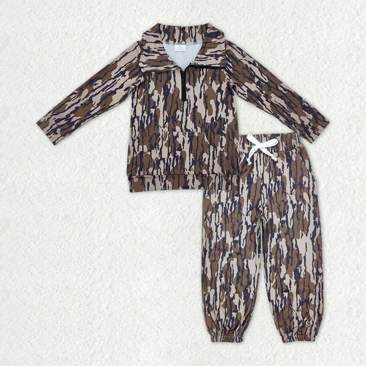 Sibling Baby Boys Camo Zipper Pullover Top Pockets Jogger Pants Southern Clothes Sets 11.5