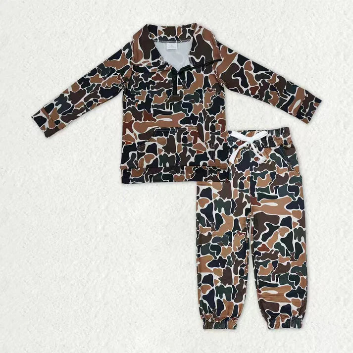 Sibling Baby Boys Camo Zipper Pullover Top Pockets Jogger Pants Southern Clothes Sets 11.5