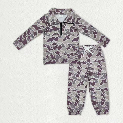 Sibling Baby Boys Camo Zipper Pullover Top Pockets Jogger Pants Southern Clothes Sets 11.5