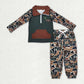 Sibling Baby Boys Camo Embroidery Mama's Boy Ducks Dogs Zipper Pullover Pockets Jogger Hunting Clothes Set 11.5
