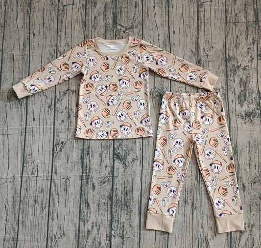 Baby Boys Smile Baseballs Top Pants Team Pajamas Sets Preorder 10.24