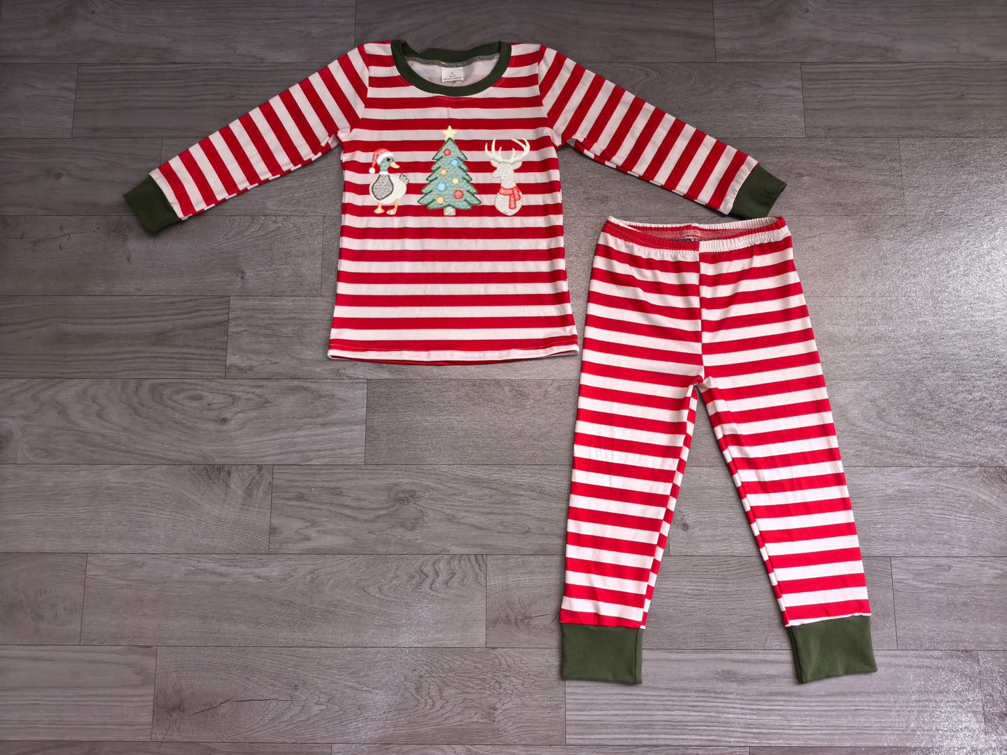 Baby Boys Clothes Embroidery Ducks Deer Trees Red Stripe Christmas Sets Preorder BLP1497