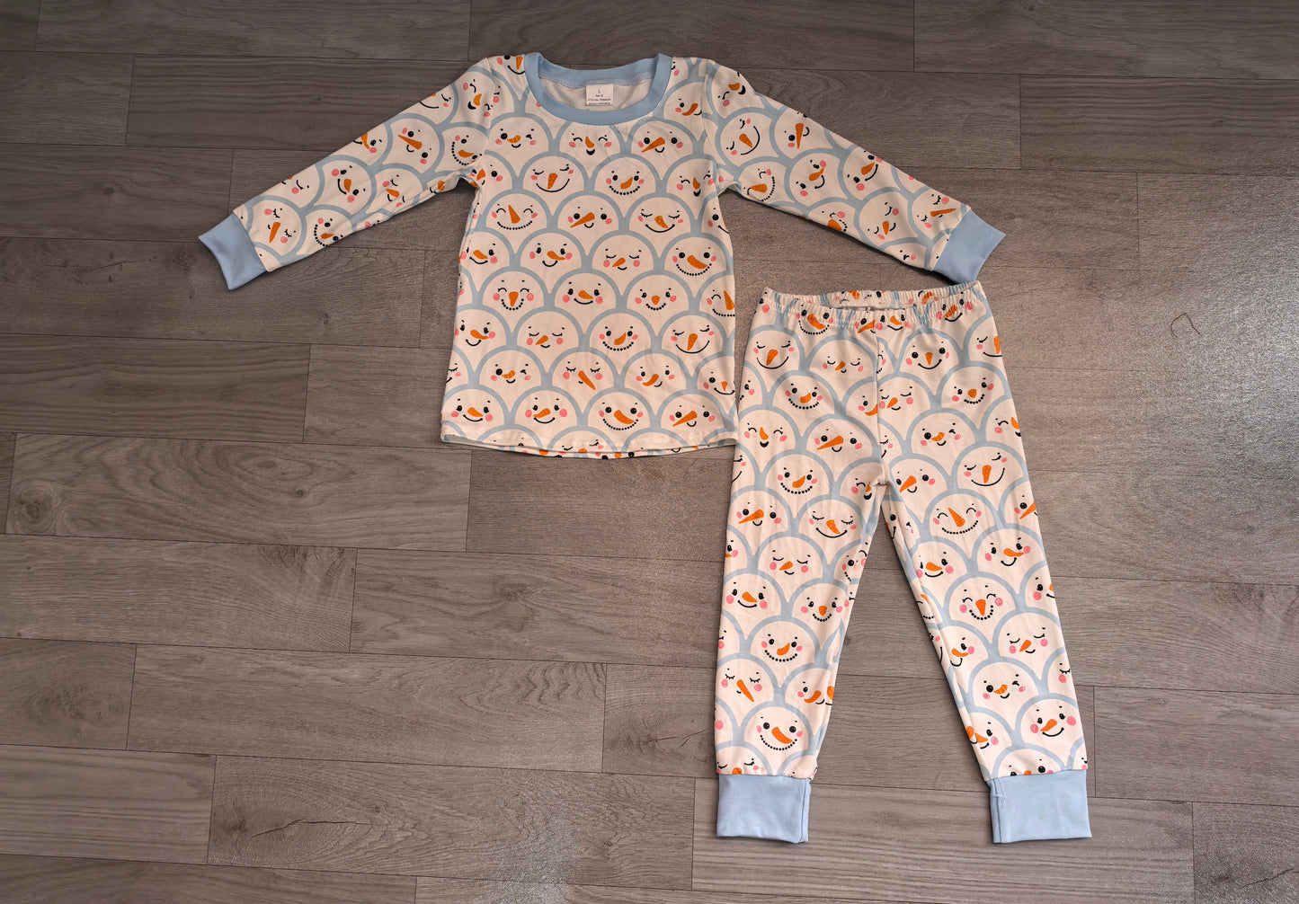 Baby Boys Pajamas Long Sleeve Blue Snowmen Top Pants Christmas Pajamas Set Preorder BLP1514