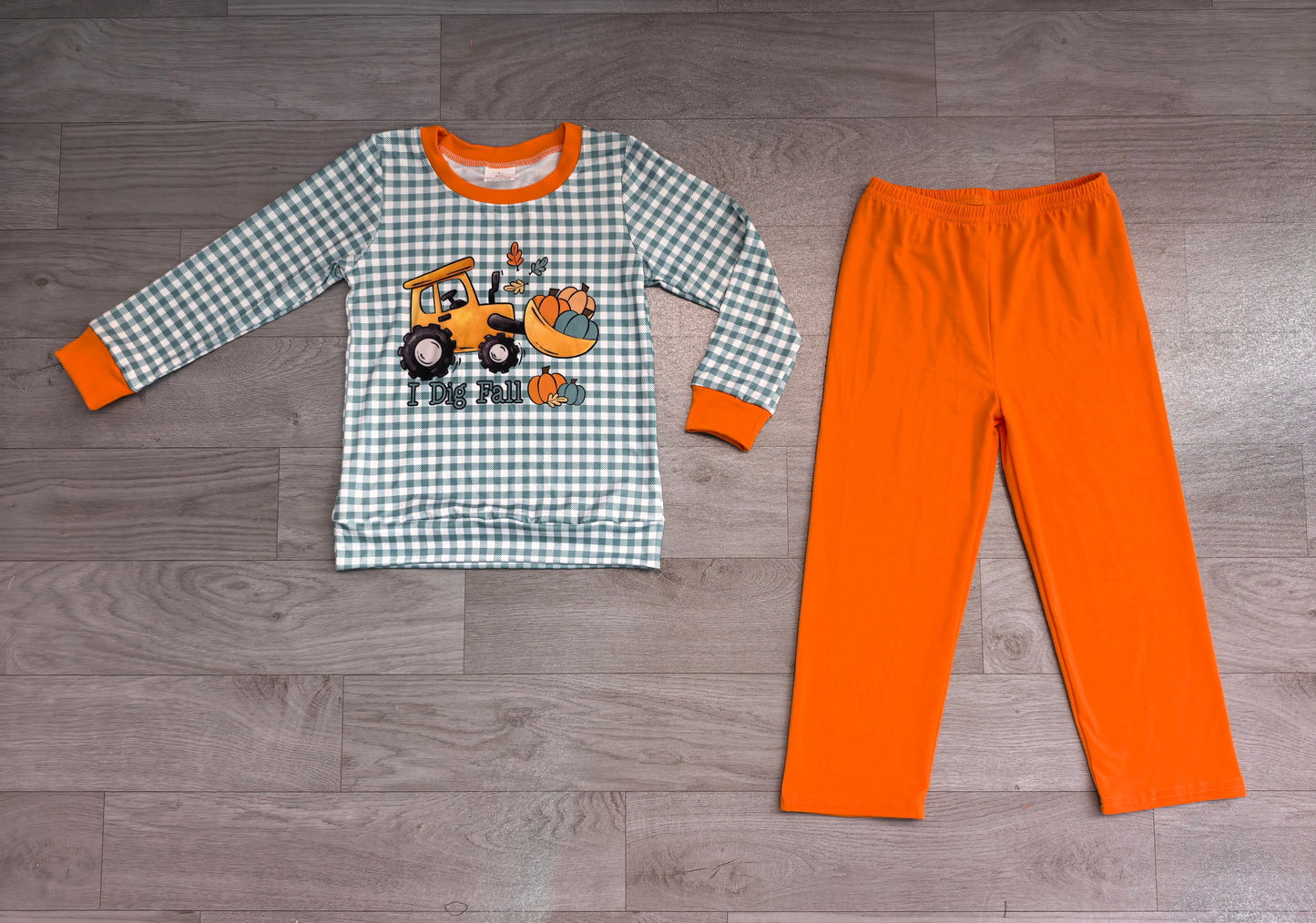 Baby Boys Clothes Pumpkins Truck Checked Top Pant Fall Clothes Set Preorder BLP1542