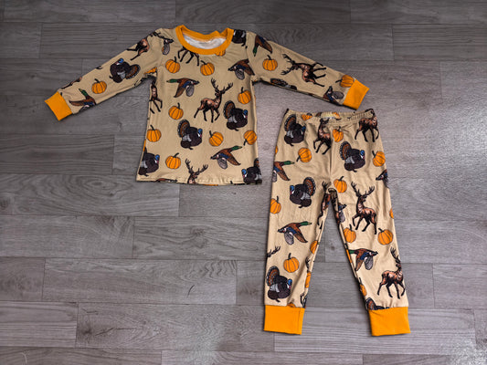 Baby Boys Clothes Pumpkins Ducks Turkey Top Pant Thanksgivings Pajamas Set BLP1556