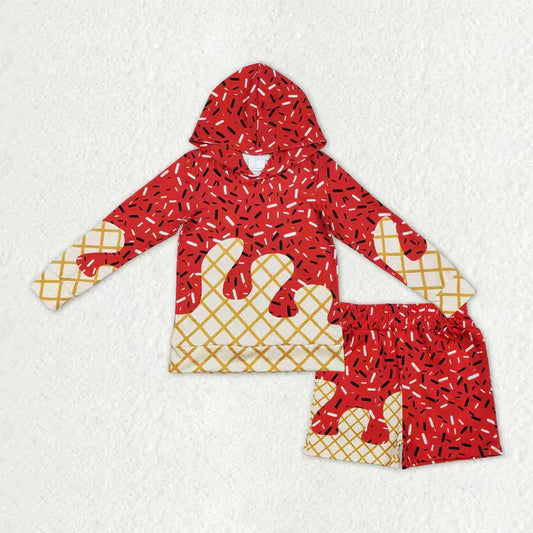 Baby Boys Red Sprinkles Drip Hoodie Top Shorts Team Clothes Sets BLS0012