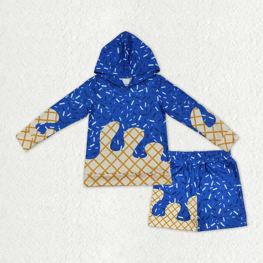 Baby Boys Hot Blue Sprinkles Drip Hoodie Top Shorts Team Clothes Sets BLS0014