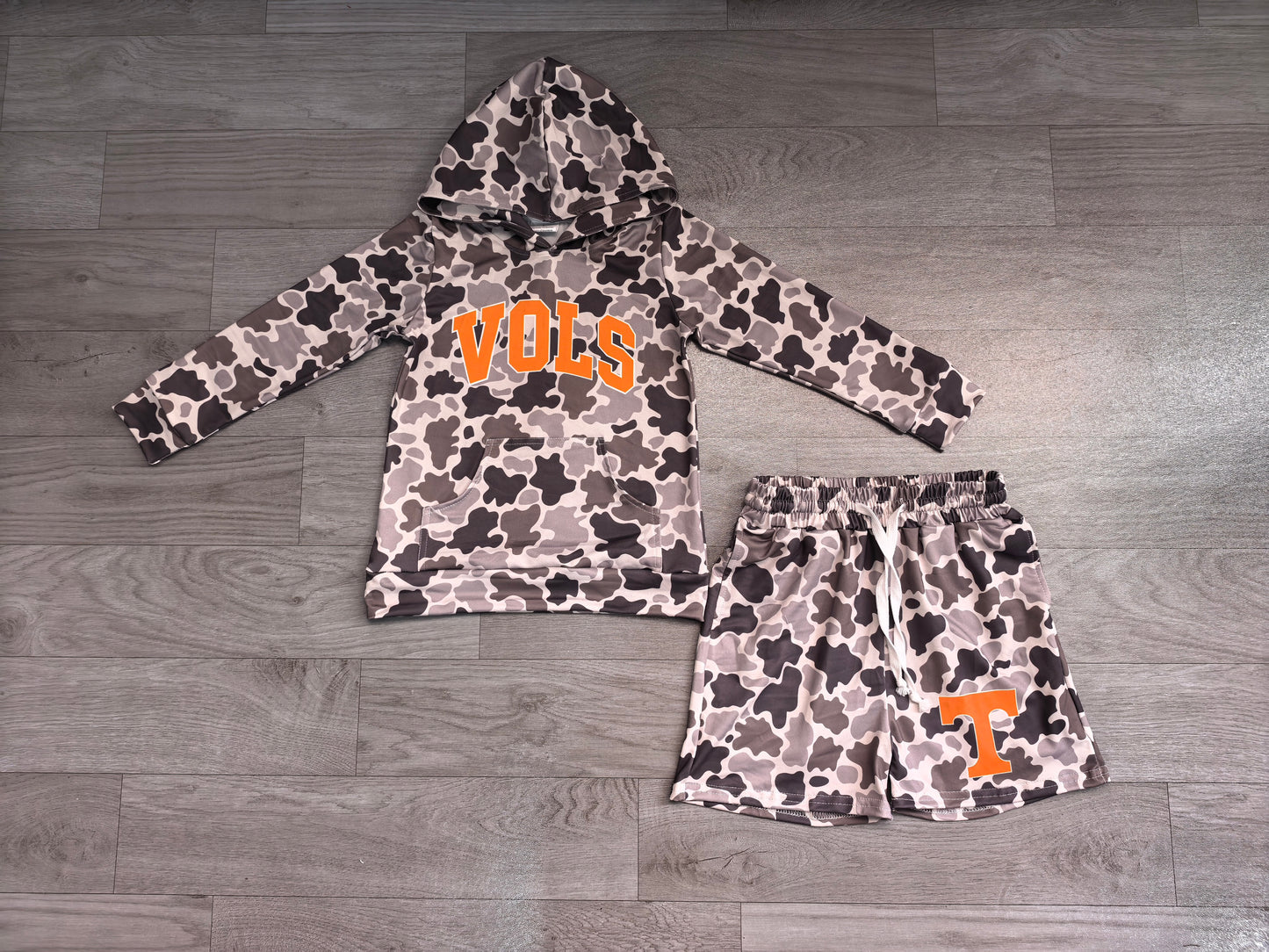 Baby Boys Clothes Grey Camo Vols Long Sleeve Hoodie Short Team Clothes Set Preorder BLS0049