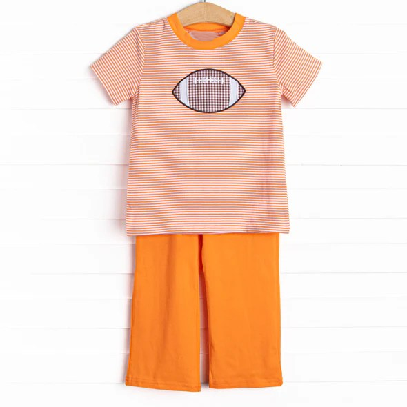 Baby Boys Clothes Orange Stripes Football Top Pants Clothes Sets Preorder BSPO0469