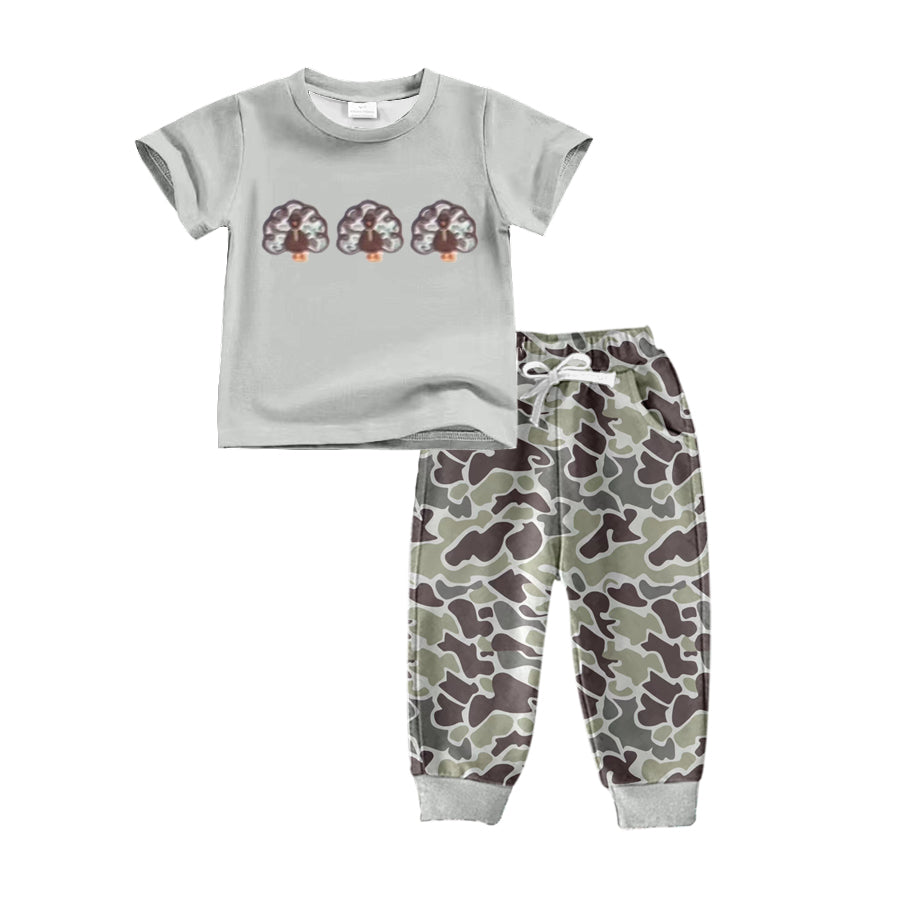 Baby Boys Clothes Thanksgiving Turkey Top Camo Pants Sets Preorder BSPO0482