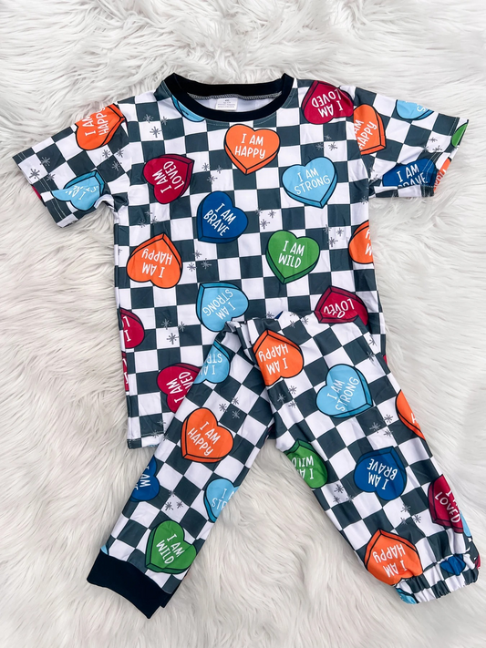 Baby Boys Pajamas Valentines Hearts Top Pants Pajamas Sets Preorder BSPO0490